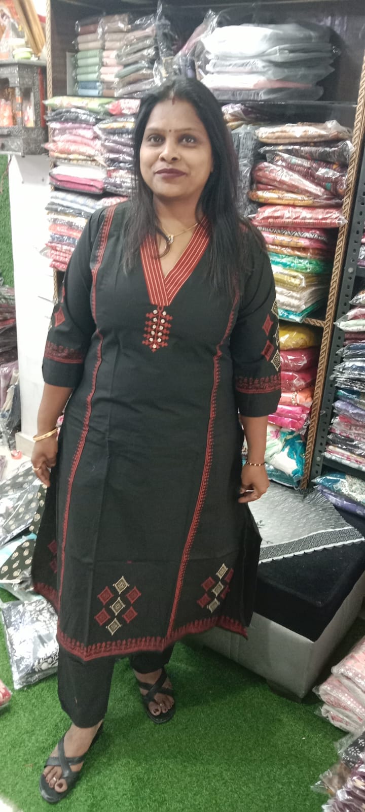 Black colour Pure cotton long cord set