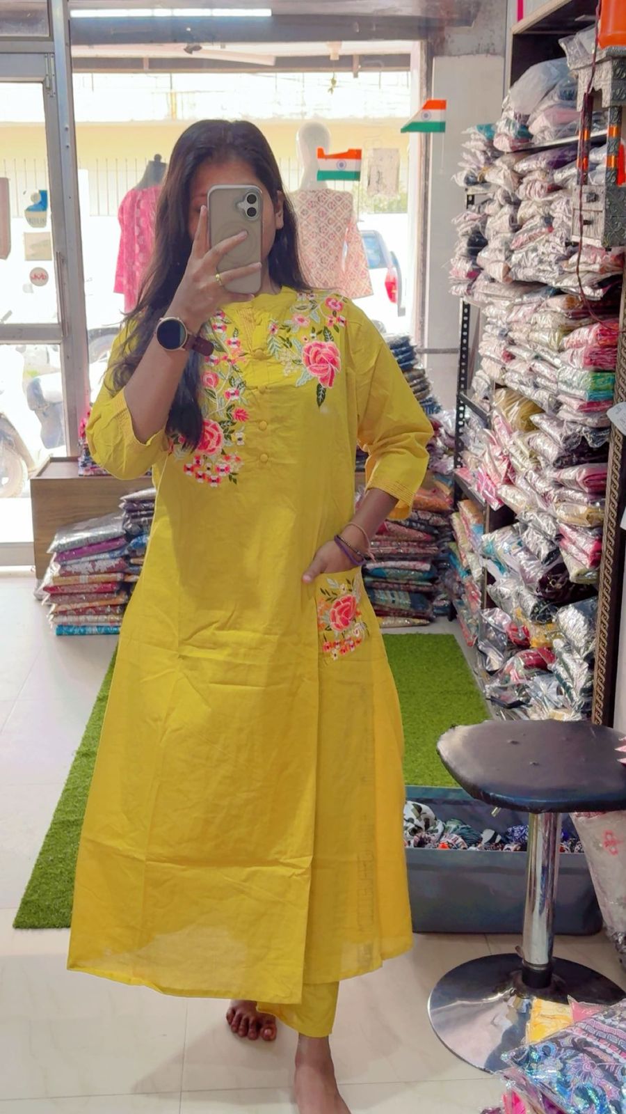 Pure premium cotton coardset in yellow colour
