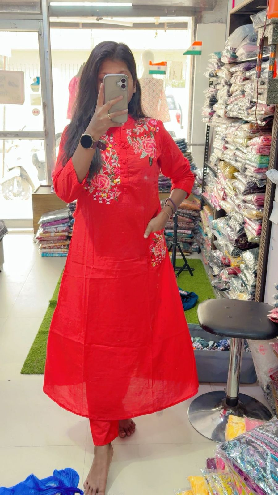 Pure premium cotton coardset in red colour