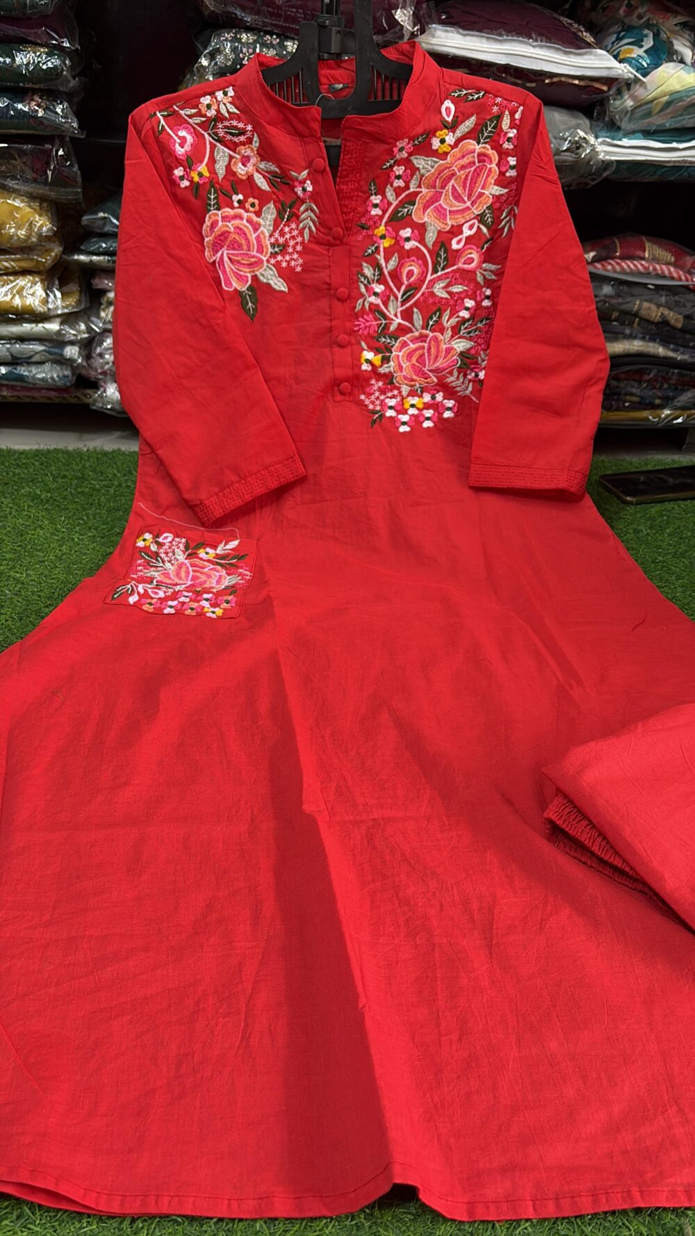 Pure premium cotton coardset in red colour - Image 2