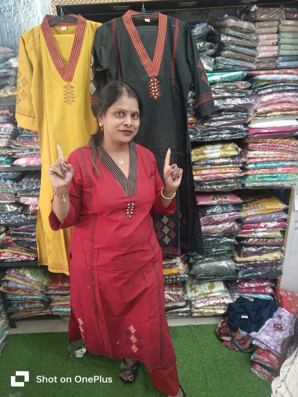 Red colour Pure cotton long cord set